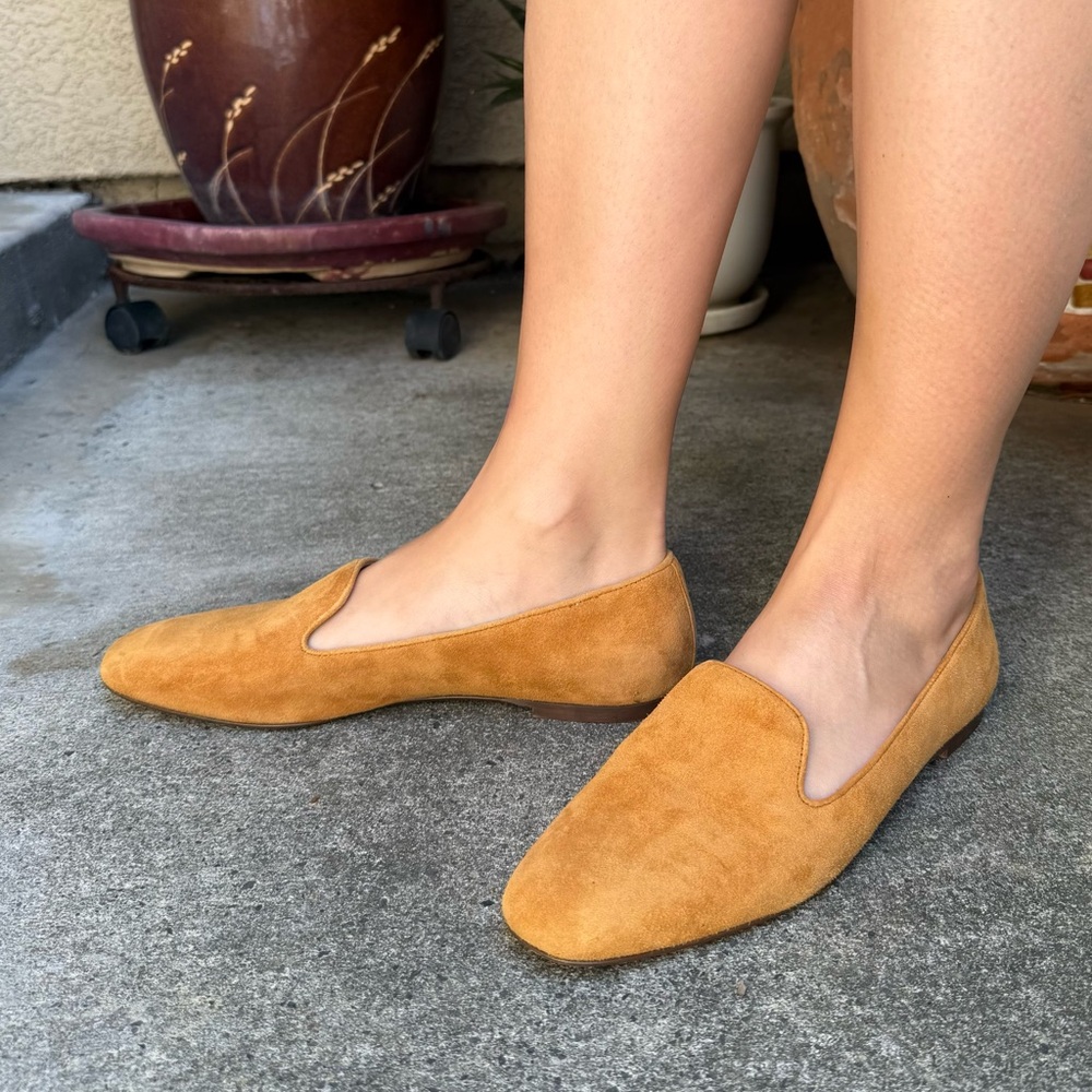 J. Crew Caramel Suede Flats Sleek Minimalist Design